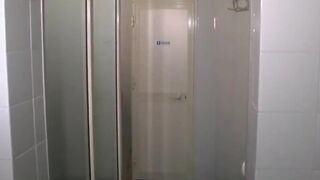 Naughty dudes make out during a group shower