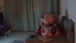 A mature guy anonymously fucks a young boy in front of the window