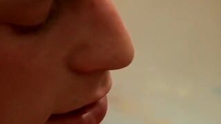 Twink cigar smoker wanks his shaved cock and jizzes solo