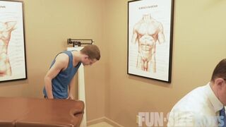 Hung doctor barebacks short patient and assistant