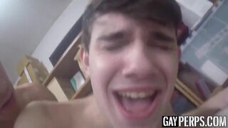 Thieving twink facialized after disciplinary bareback