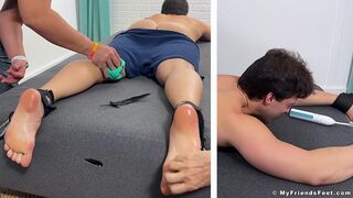 Hunky Aldo double teamed tickled all over his feet and ass