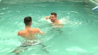 Hot Guys Get Hard in the Pool & Take it Inside
