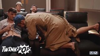 Unexpected Threesome In A Movie Theater With Dante Colle, Michael Boston & Troye Dean - Twink