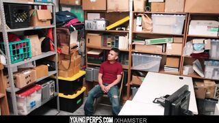 Twink - Latin man stripped and fucked by a mall cop