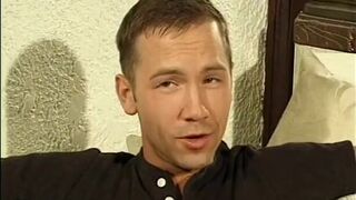 Handsome dudes with tattoos fucking wildly on the couch