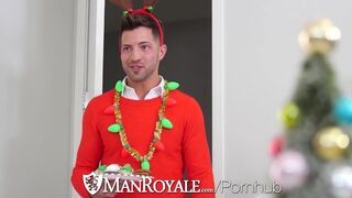 Man Christmas office party fuck with two hunks