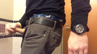 Jack-off in a hospital public toilet. Almost caught, I forgot to lock the door. I still finished jerking