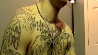 Bare white cock drilling tight chocolate stud in wet trio