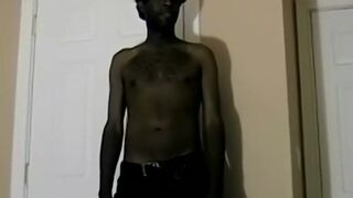 Ebony amateur works on his big black dick until a hot climax