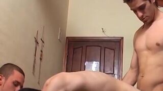Threesome hardcore ass fucking with young European gays