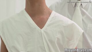 Pastor sucks off muscular twink and then fucks him afterward