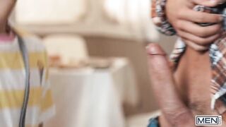 MEN - Drake Von Gets His Hard Cock Sucked By Both His Girlfriend Cherry Kiss And The Caterer They Hired Foxy Alex