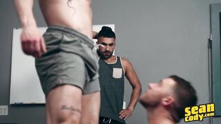 Hot Video - Abs Workout Turns Into A Sweaty Threesome Featuring Justin, Evan And Drew Ryan