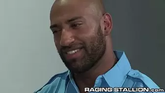Furry Black Security Guard Body Cavity On Hot Latin Guy