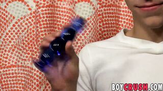 Juicy boy plays with his ass and cock