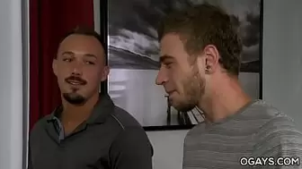 Big dick 3way in a barber shop