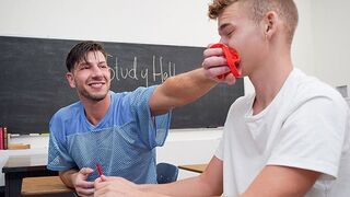 Twink Boy Jack Waters Gets Dominated And Bullied By Athletic Jock Jordan Starr In Class