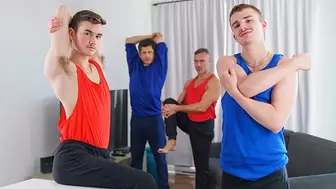 TwinkTrade -Mature Dudes Get Horny While Warming Up For Workout And Swap Their Twinks For A Hot Fuck