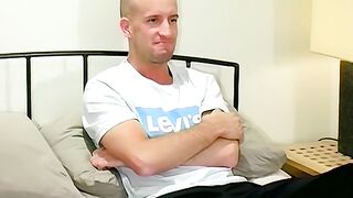 Bald British amateur Harry cums while masturbating solo