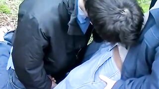 Beautiful UK amateur Adam Jamieson cock sucked outdoor