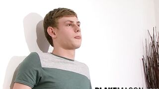 British amateur twink stips after an interview and jerks off
