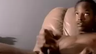 Black young man gets passionate deepthroat while stroking