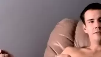 Young amateur twink wanks off his lubed up small dick and cum