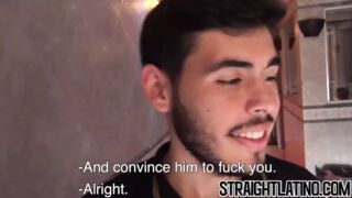 Straight Latino dude riding hard cock for the first time