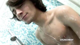 TOMY my straight friend masturbating his cock in the shower