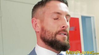 Handsome businessmen analdrilling after sloppy cocksucking