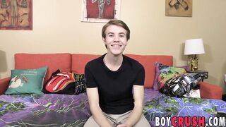 Cute little twink enjoys his solo cock and dildo time
