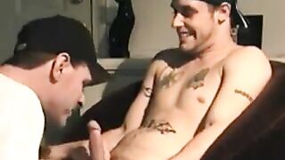Tattooed straightbait jocks first gay blowjob