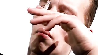Chain smoking homosexual Jony passionately masturbates solo
