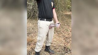 Thai uniform with sex toy outdoor