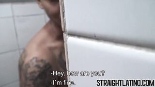 Inked young Latino jock sucking dick before bareback fucking